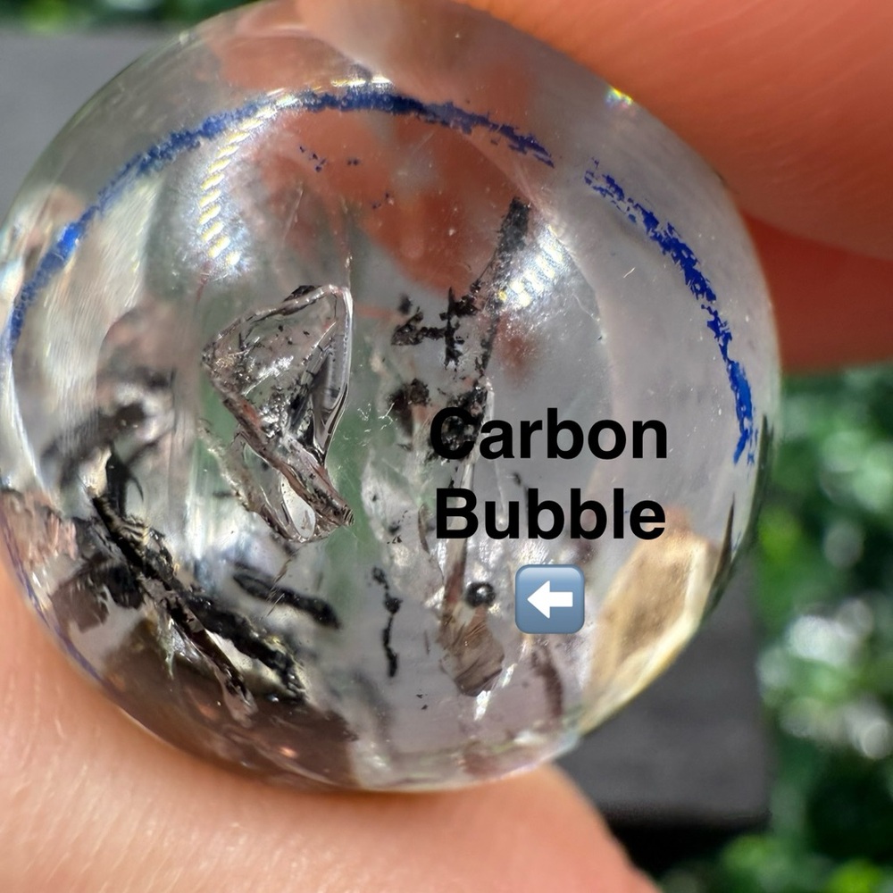 22mm Quartz Enhydro Sphere with 2 Water Pockets on Glass Stand